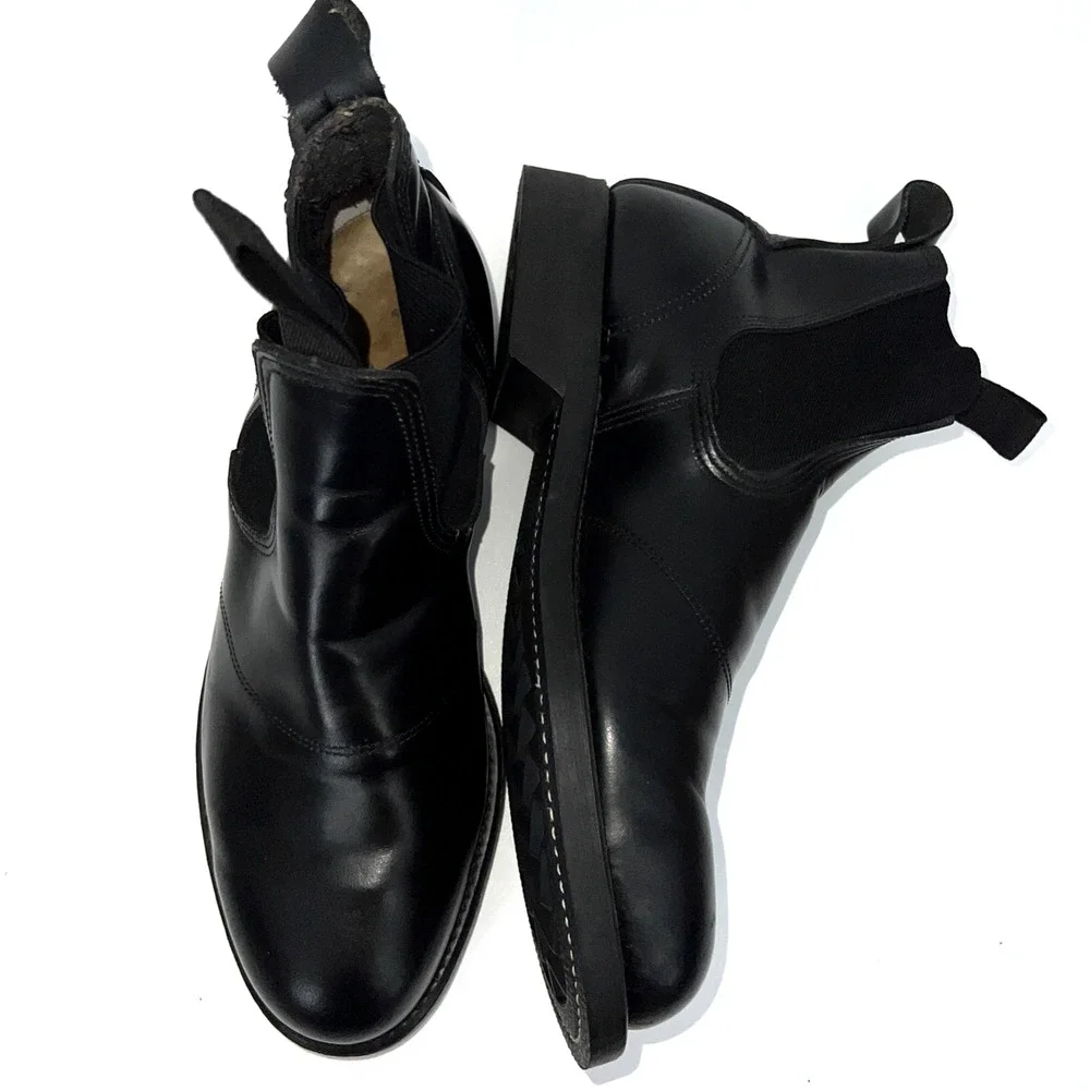 VTG 90s Addison Biltrite Black Leather Steel Toe Ankle Chelsea Boot Men 7D